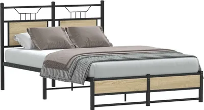 Zdjęcie produktu dla vidaXL Rama łóżka bez materaca dąb sonoma 120x190 cm materiał drewnopochodny