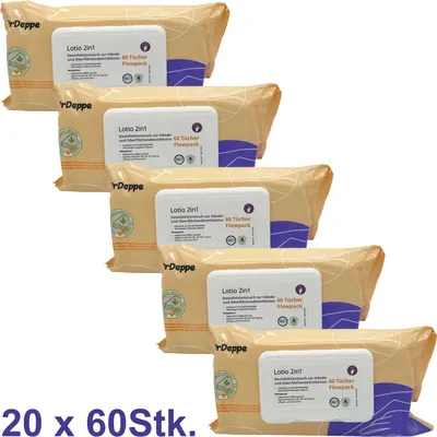 Produktbild von Lotio 2in1 - Desinfektionstücher Flowpack - 20x60 Stk.
