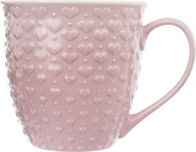 Produktbild von Orion Trinkbecher Kaffeebecher Teebecher Keramikbecher groß mit Henkel HERZENMOTIV rosa 580ml