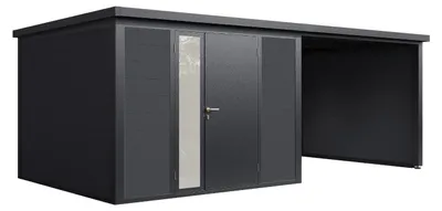 Produktbild von Finnhaus Wolff Kunststoff-Gerätehaus "Juna 5829" anthrazit / hellgrau 580 x 290 cm
