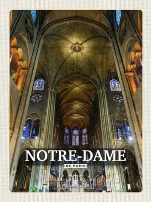 Produktbild von vianmo Holzschild 40x30 cm Notre Dame Paris Kathedrale Bildmotiv Reisemotiv Straße Stadt