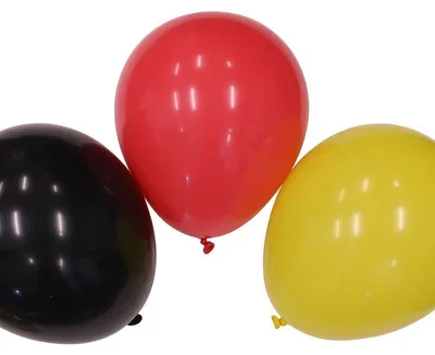 Produktbild von 12 Luftballons schwarz rot gelb