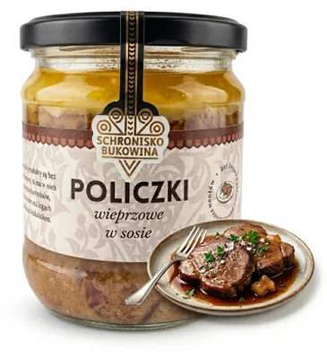 Produktbild von Zarte, weiche Schweinebäckchen in eigener Soße 400g - Schronisko Bukowina