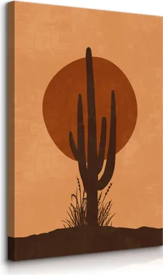 Produktbild von Muralo Leinwandbild Canvas für Esszimmer KAKTUS Sonnenuntergang Boho Stil Br. 50cm x Hö. 70cm