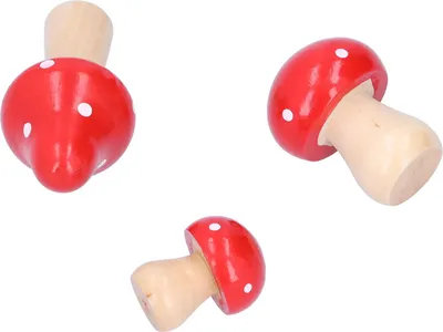 Zdjęcie produktu dla 3Pcs/Set Mushroom Crafts Innovative Cute Wooden Ornaments Home Office Desktop DecorationRed