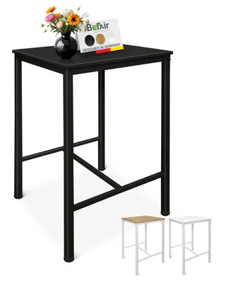 Produktbild von BeFair Bartisch Sven rechteckig 60×60×100 cm – Industrial Hochtisch mit Fußstütze, Schwarz, Metallgestell