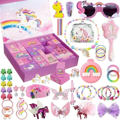 Image de Calendrier de l'Avent licorne pour filles - Calendrier de l'Avent 2024 pour enfants - 24 jours de Noël - Calendrier de l'Avent - Filles - Licorne - Bijoux