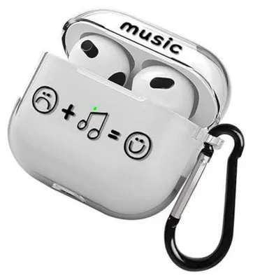 Obrázok produktu pre Puzdro na AirPods Pro 3, priehľadné, vyrobené z TPU, s karabínkou, nárazuvzdorné, podporuje bezdrôtové nabíjanie