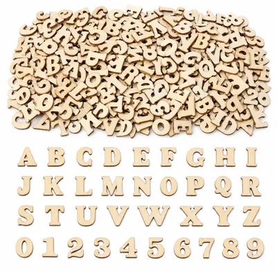 408 Holz-Buchstaben & Zahlen zum Basteln, A-Z, 0-9, 408 Stück