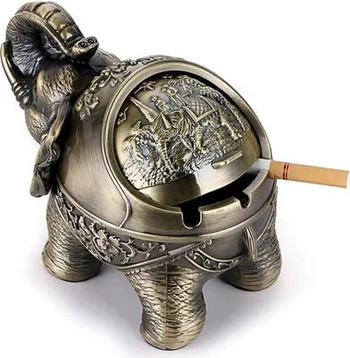 Produktbild von Winddichter Vintage-Aschenbecher mit Deckel – Tischaschenbecher in Elefantenform für drinnen und draußen, Retro-Dekoration für Zuhause und Büro, Rotbronze
