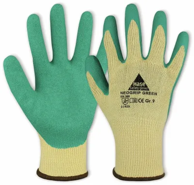 Produktbild von HASE SAFETY GLOVES Latex-Arbeitshandschuh, Neogrip Green, EN 388, EN 420, beige/grün, Größe 10
