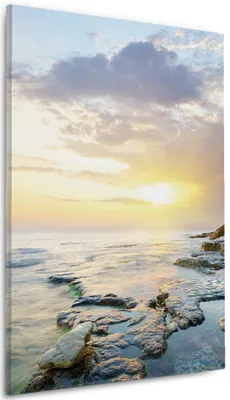 Produktbild von Wallario Premium Leinwandbild Sonnenuntergang über dem Meer in Größe 60 x 90 cm