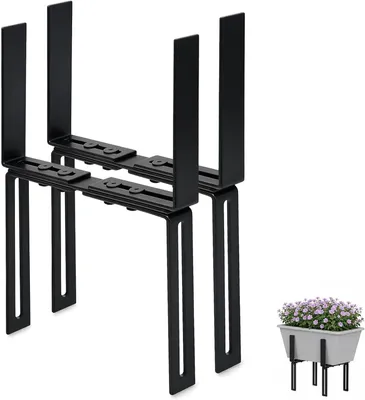 Produktbild von Halterung für Blumenkästen am Balkongeländer, 2 Standardhalter in H-Form | Ohne Bohren, verstellbar, für Balkongeländer von 1,5–31 cm, für Blumenkästen von 13–23 cm, Balkonkastenhalter