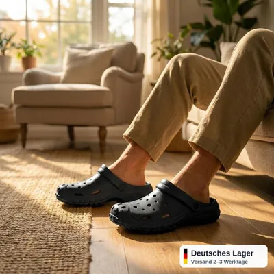 Produktbild von Clogs Hausschuhe Herren EVA rutschfeste Sohle - Schwarz, Gr. 45