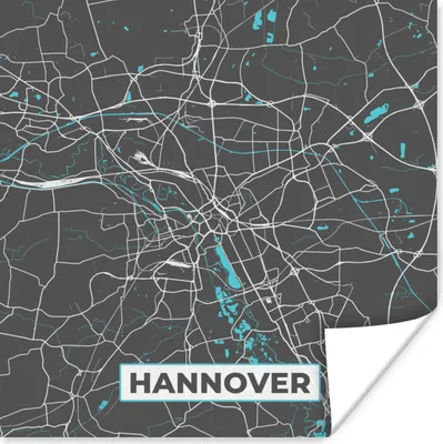 Produktbild von MuchoWow® Poster Blau - Deutschland - Karte - Stadtplan - Hannover 75x75 cm - Wand Dekoration