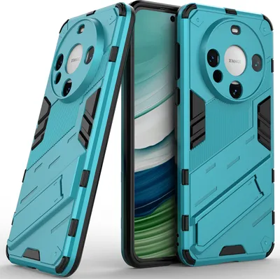 Produktbild von Armor Hülle für Huawei Mate 60, Hybrid PC TPU Bumper Stoßfestes Schutzhülle mit Standfunktion Blau