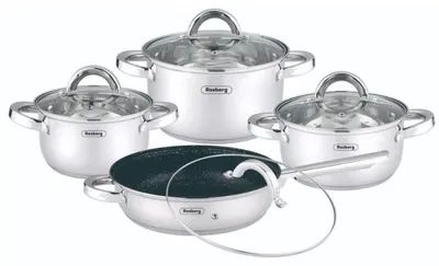 Obrázok produktu pre Edénykészlet Rosberg R51210L8T, 4 h, Serpenyő márvány bevonattal,