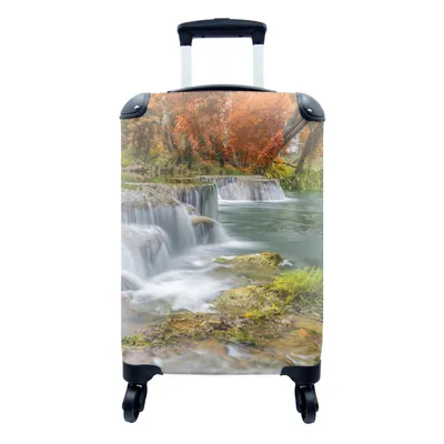 Produktbild von MuchoWow® Koffer Handgepäck Trolley Rollkoffer Kleine Reisekoffer mit 4 Rollen - Herbst - Wasserfall - Natur - Bäume - Cabin Size < 55x40x23 cm & 55x40x20 cm - Fotokoffer - Kabinenkoffer - Boardgepäck - Reise-Box - Reisekoffer - Reisegepäck - Koffer mit Bild - Trolley für Kinder