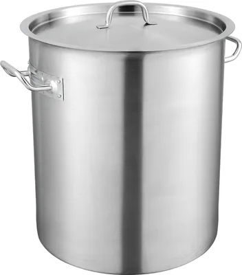 Produktbild von SucceBuy 42 Quart Suppentopf aus Edelstahl – Robustes Kochgeschirr mit Deckel und Griff, Handelsqualität für große Veranstaltungen, Silber