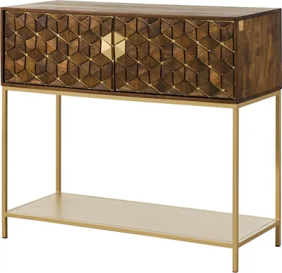 Immagine prodotto di MASSIVMOEBEL24 | mobile bar in legno di mango 122x50x110 marrone oliato DIAMOND #213