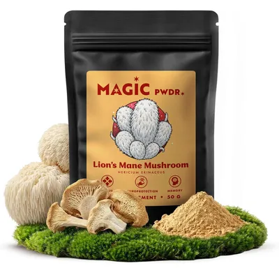 Produktbild von Magic Pwdr - Lion's Mane Pilz Pulver 50g - Löwenmähne Extrakt 10:1 - Für Gehirn, Gedächtnis Und Fokus - 100 Portionen - Vitalpilz