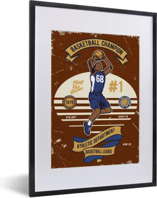 Produktbild von MuchoWow® MuchoWow® Gerahmtes Poster Mancave - Basketball - Vintage - Zitate 30x40 cm - Poster mit zchwarzem Bilderrahmen - Wandposter Schlafzimmer