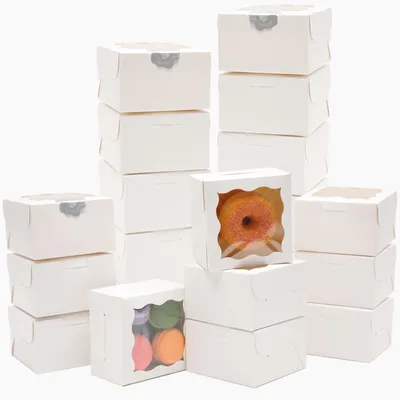 Bäckereischachteln mit Fenster, 30 Stk., 10x10x6,3 cm, weiß