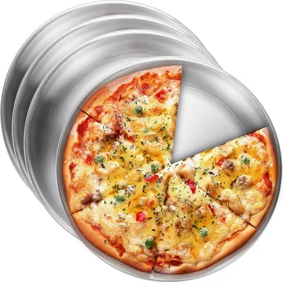 Produktbild von Runde Pizzaplatte - Edelstahl - Set von 4 - 30 cm