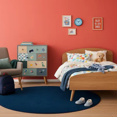 Produktbild von Velours Kinderteppich Joy Kids Dunkelblau Rund, Größe:400 cm Rund