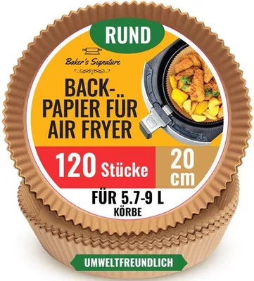 Image de Feuilles de papier pour friteuse à air chaud, 20 cm, rondes, 125 pièces, papier de cuisson jetable et facile à nettoyer pour la friture