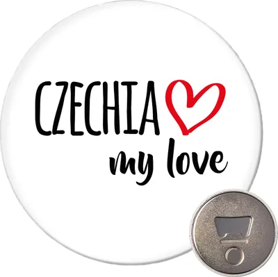 Produktbild von Huuraa Magnet Czechia my love 59mm Kühlschrankmagnet rund Flaschenöffner Geschenkidee