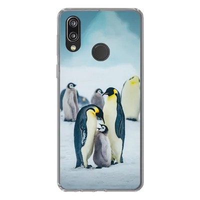 Produktbild von MuchoWow® Handyhülle Schutzhülle Hülle für Huawei P20 Lite (2020) Kaiserpinguin-Küken wird gefüttert Silikon Softcase Handy Hülle - Kartenhalter