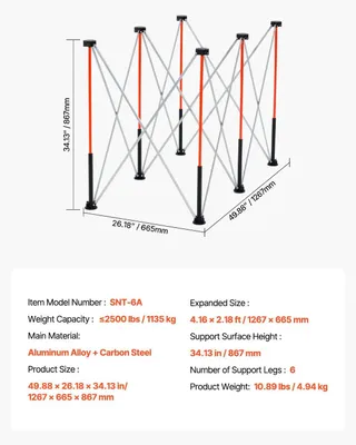Produktbild von Werkstand, Klappdesign, 4500 lbs Tragfähigkeit, 6Beine 867mm
