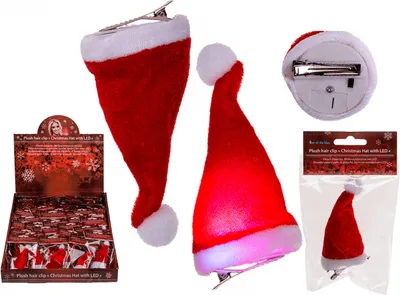 Produktbild von OOTB Plüsch-Haarclip Weihnachtsmütze mit LED