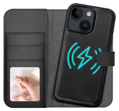 Zdjęcie produktu dla etui na telefon komórkowy z portfelem magnetycznym 2 w 1 do iPhone'a 14 ochrona RFID, zdejmowana osłona magnetyczna, kompatybilne z MagSafe, odporne na wstrząsy etui z okienkiem na zdjęcie
