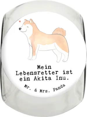 Produktbild von Mr. & Mrs. Panda Dose Akita Inu Lebensretter XL 2000ml - Weiß - Geschenk, Dekoglas, Vorratsbehälter, glasbehälter, Bonbonglas, Keksdose