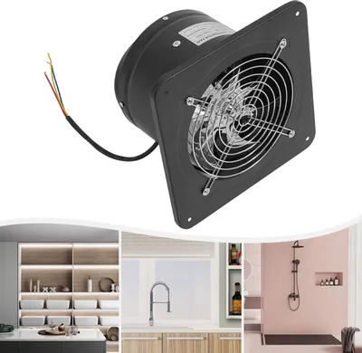 Produktbild von Wand-Abluftventilator - 18 cm Wandventilator - 50 W - 220 V 50 Hz - Innenläufermotor - Für Küche Keller Werkstatt Lagerraum - Schwarz