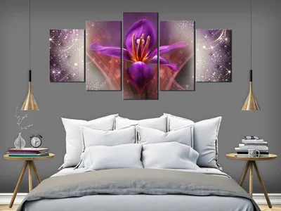 Produktbild von Akustikbild Blumen 200x100 cm Bilder Akustikschaum Hochleistungsschallabsorber Schallschutz Leinwand 5 tlg Wandbild Raumakustik Schalldämmung b-C-0108-b-n