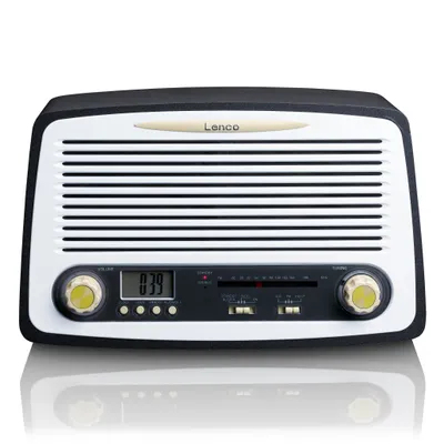 Produktbild von Lenco SR-02GY - Retro-Radio - FM Tischradio - Uhr
