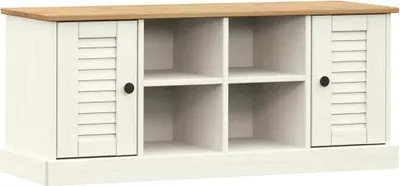 Produktbild von Schuhbank VIGO Weiß 106x35x45 cm Massivholz Kiefer