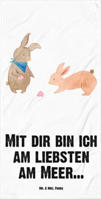 Produktbild von Mr. & Mrs. Panda Strandtuch Hasen Muschel - Weiß - Geschenk, Muscheln, Muttertag, Strand, Meer, Duschhandtuch, Handtuch, Strandlaken, Badehandtuch, Freundin, Großes