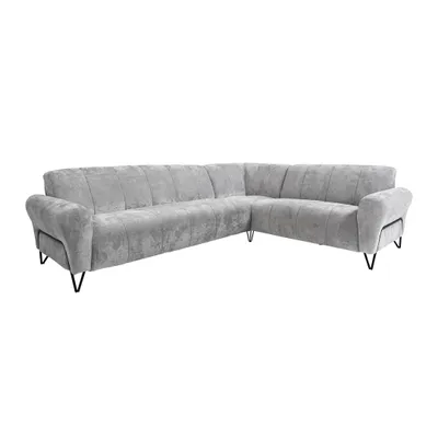 Produktbild von Beautysofa Ecksofa 295 cm, Moderne Couch, Sofa mit Schwarzen Metallbeinen - Seitenausführung: links, Polsterecke, VOLARE L - Form Hellgrau Vega 12
