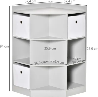Immagine prodotto di HOMCOM Scaffale angolare per bambini con 3 contenitori, camera dei bambini, grigio