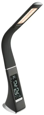 Produktbild von LED Tischlampe, grau, Touchdimmer, Uhr, Wecker, Flexo, H 50 cm