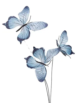 Immagine prodotto di Clayre & Eef Decorazione Ramo con farfalla 10x10x65 cm Blu Tessuto