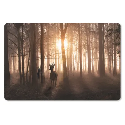 Produktbild von MuchoWow® Schreibtischunterlage Wald - Hirsche - Sonne - Bäume - Winter - Natur - Tiere 60x40 cm - XXL Mauspad - Großes Mauspad
