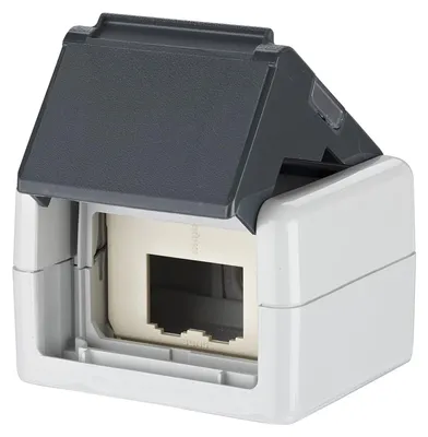 Produktbild von METZ CONNECT Modul IP44 AP-Gehäuse grau unbestückt für 2 Module