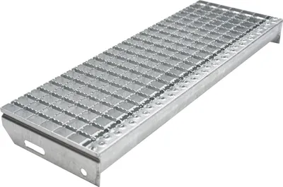 Produktbild von Gitterrost-Stufen 30 x 30 mm, feuerverzinkt, rutschhemmend - Breite: 700 mm, Tiefe: 240 mm