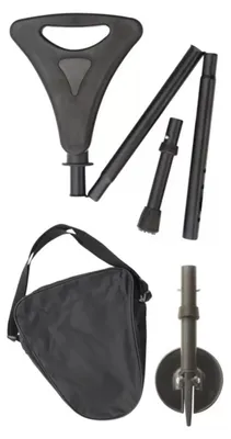 Produktbild von Gastrock Wanderstock mit Sitz - Zusammenklappbar – Schwarz – Verstellbar – Sitzhöhe 79 – 86 cm – Gehhöhe 84 – 92 cm – inkl. Zubehör