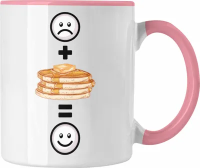Produktbild von Trendation - Pfannkuchen Pancaked Tasse Geschenk für Pfannkuchen-Liebhaber Lustige Geschenkidee :( + Pfannkuchen = :) Geburtstag (Rosa)